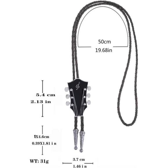 Bolo Tie Western Cowboy for Men Black - Picture 5 of 5